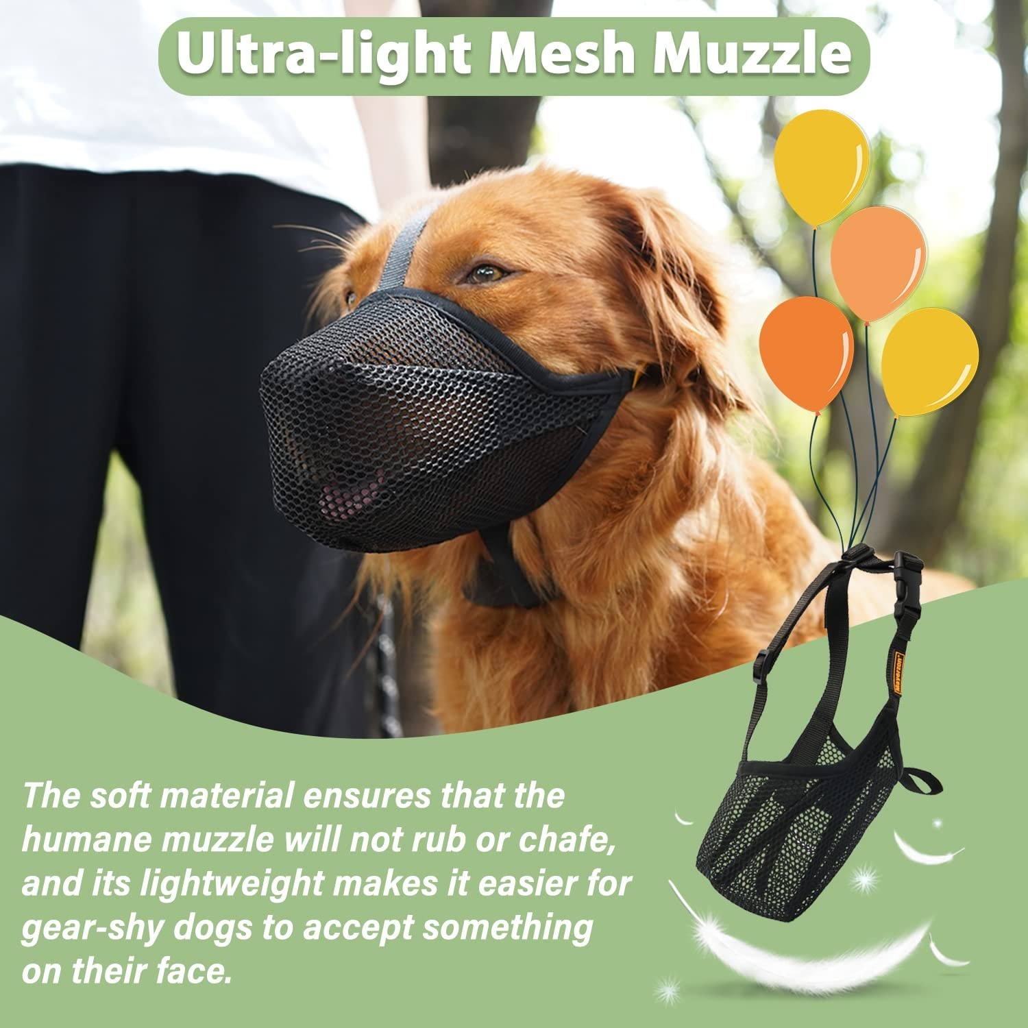 Soft Mesh Dog Muzzle for Large Medium Dogs | Adjustable, Breathable, Anti-Biting