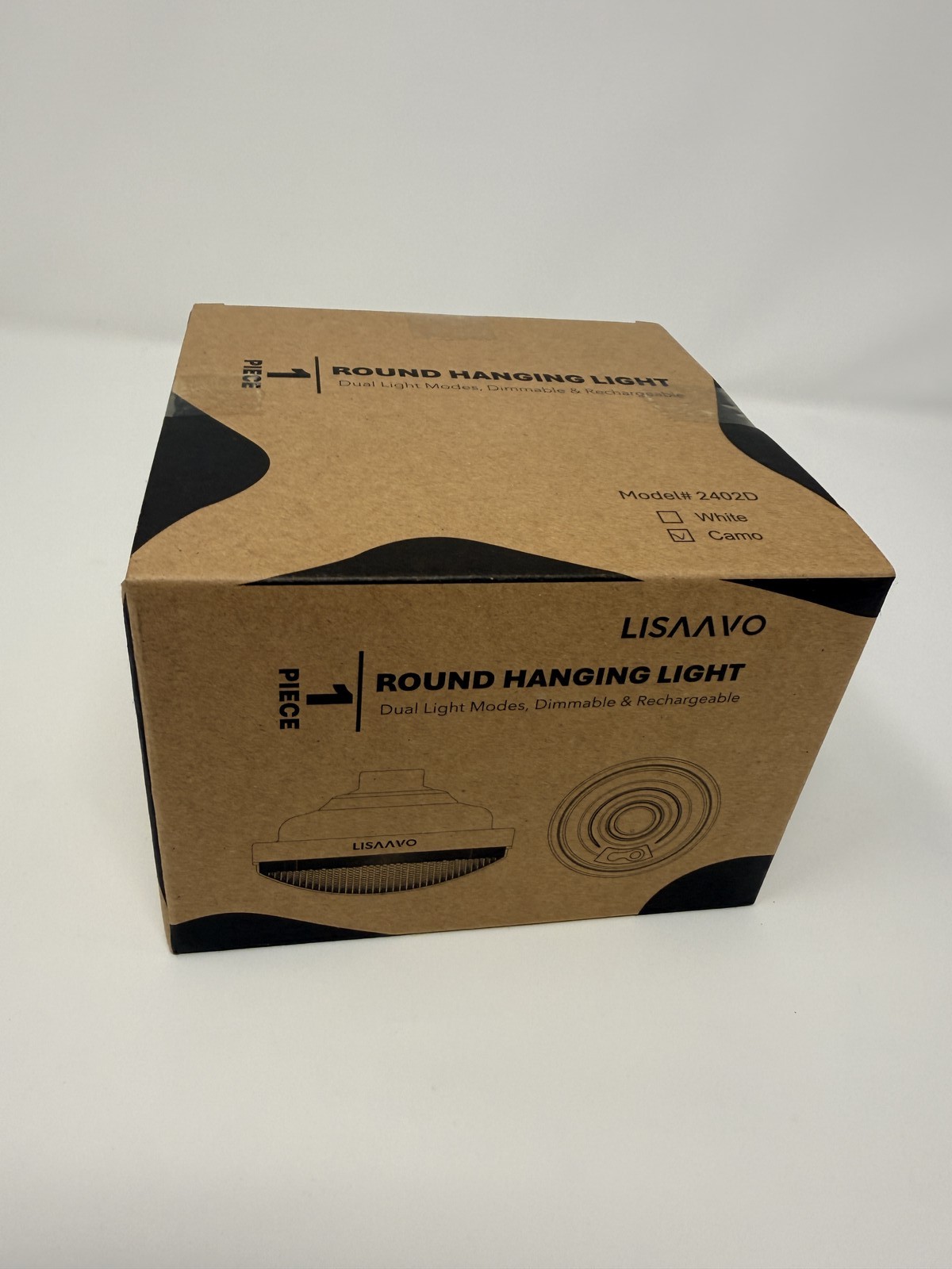 LISAAVO Round Hanging LED Light Dimmable Rechargeable Dual Mode White/Yellow