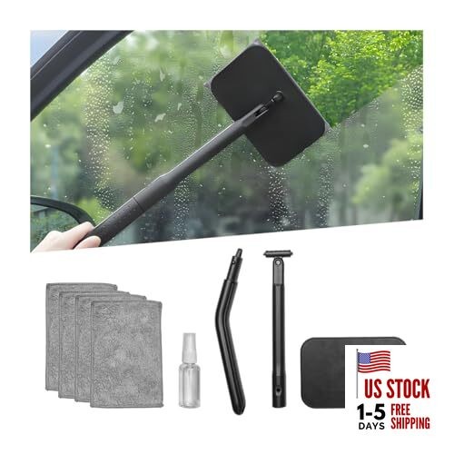 Car Windshield Cleaning Tool, Vehicle Window Cleaner with Extendable 4 Pads