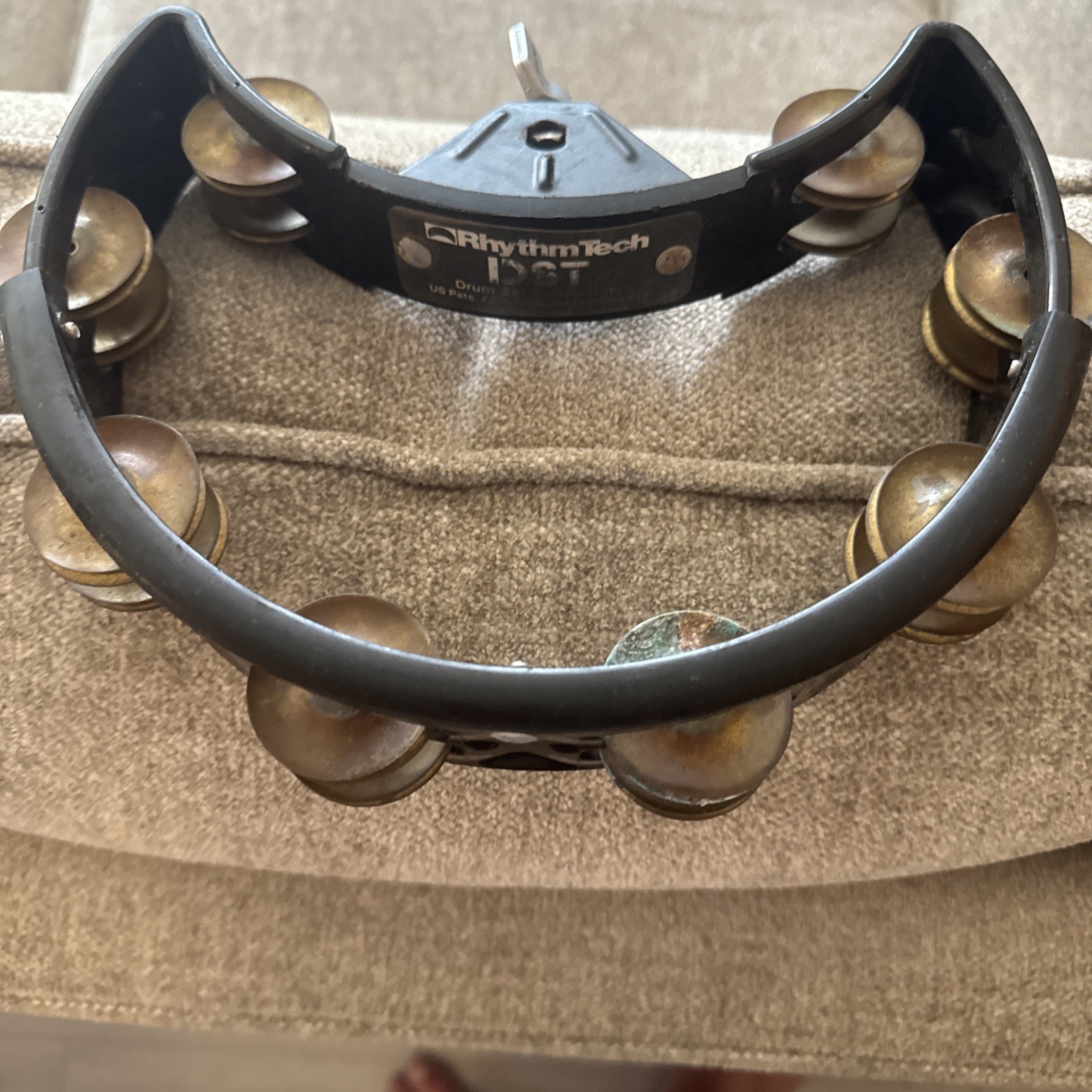 RHYTHMTECH Drum Set TAMBOURINE Black Brass Jingles DST11 Mounted Rhythm Tech
