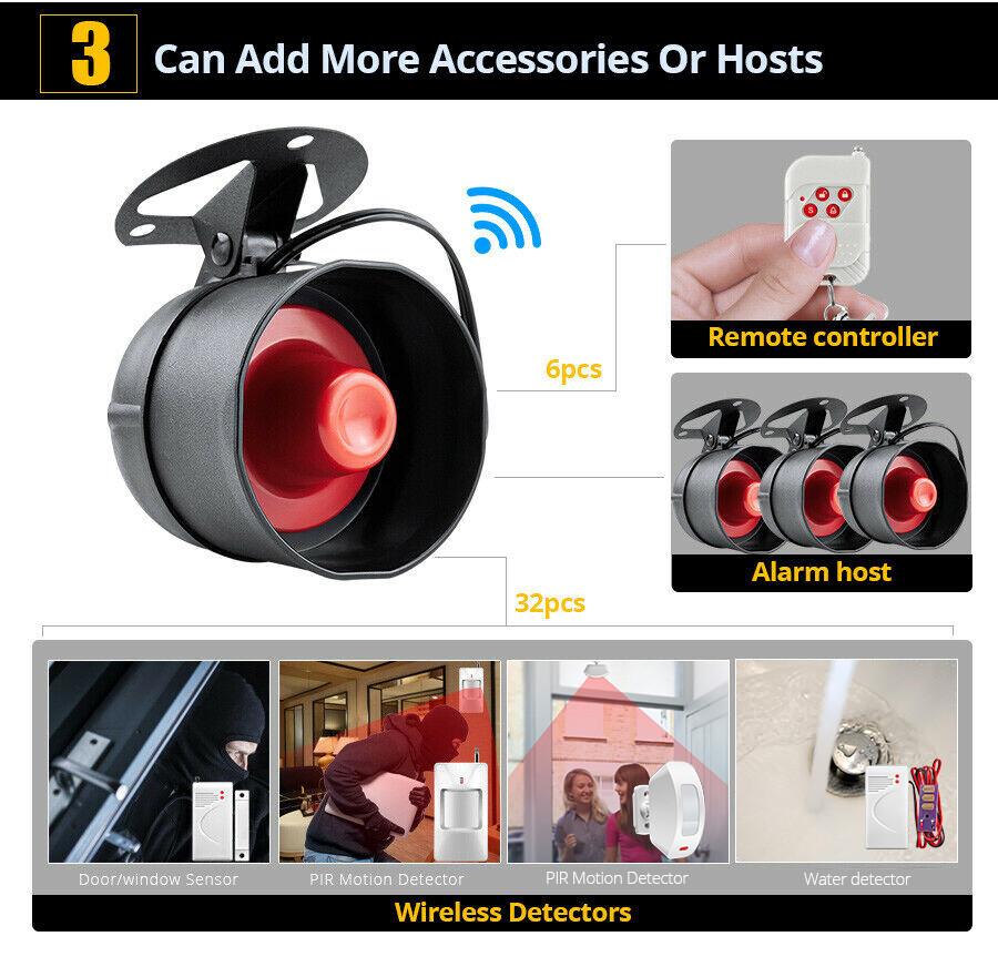 Simple DIY Wireless Safety Alarm System Window Sensor Burglar Warning Kit
