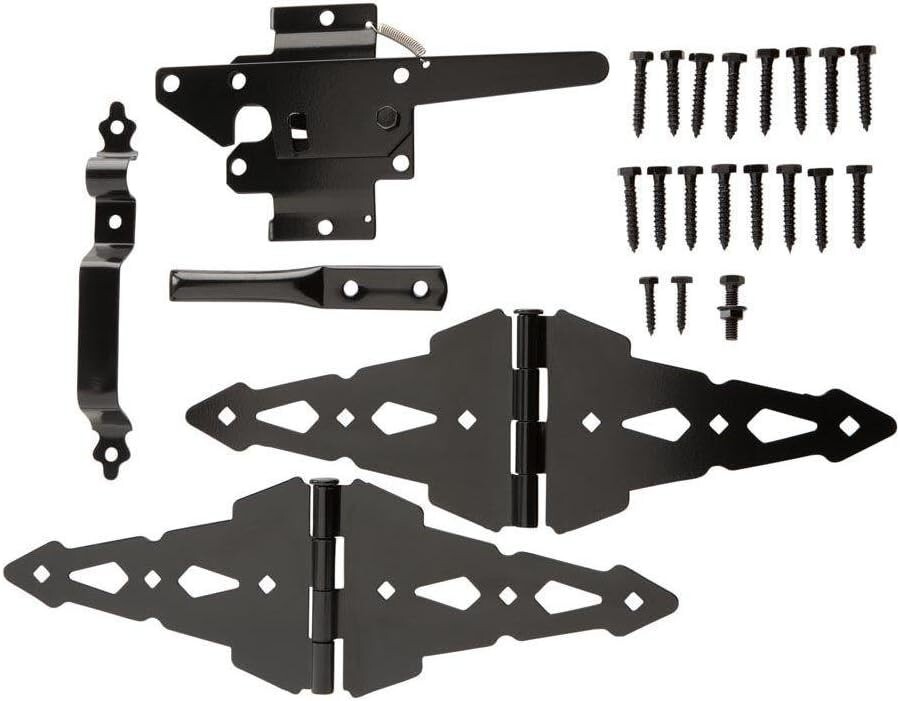 Everbilt Black Post Self Latching Gate Set Kit 1002 316 523