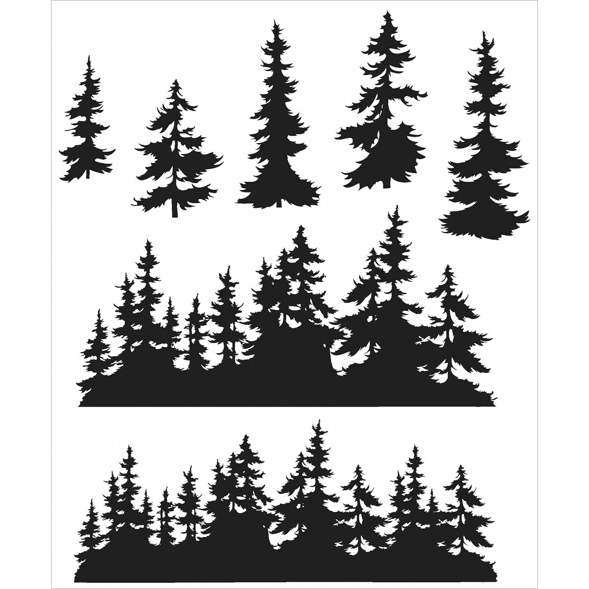 Tim Holtz Cling Stamps 7"X8.5"-Tree Line (Pack of 1)