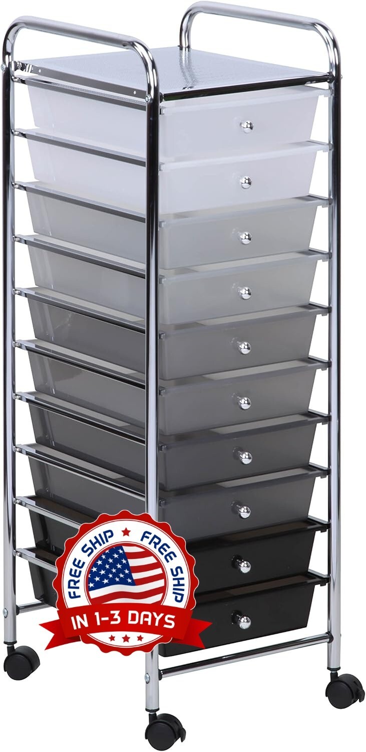 Carro de almacenamiento carrito organizador con ruedas 10 cajones multiuso NUEVO