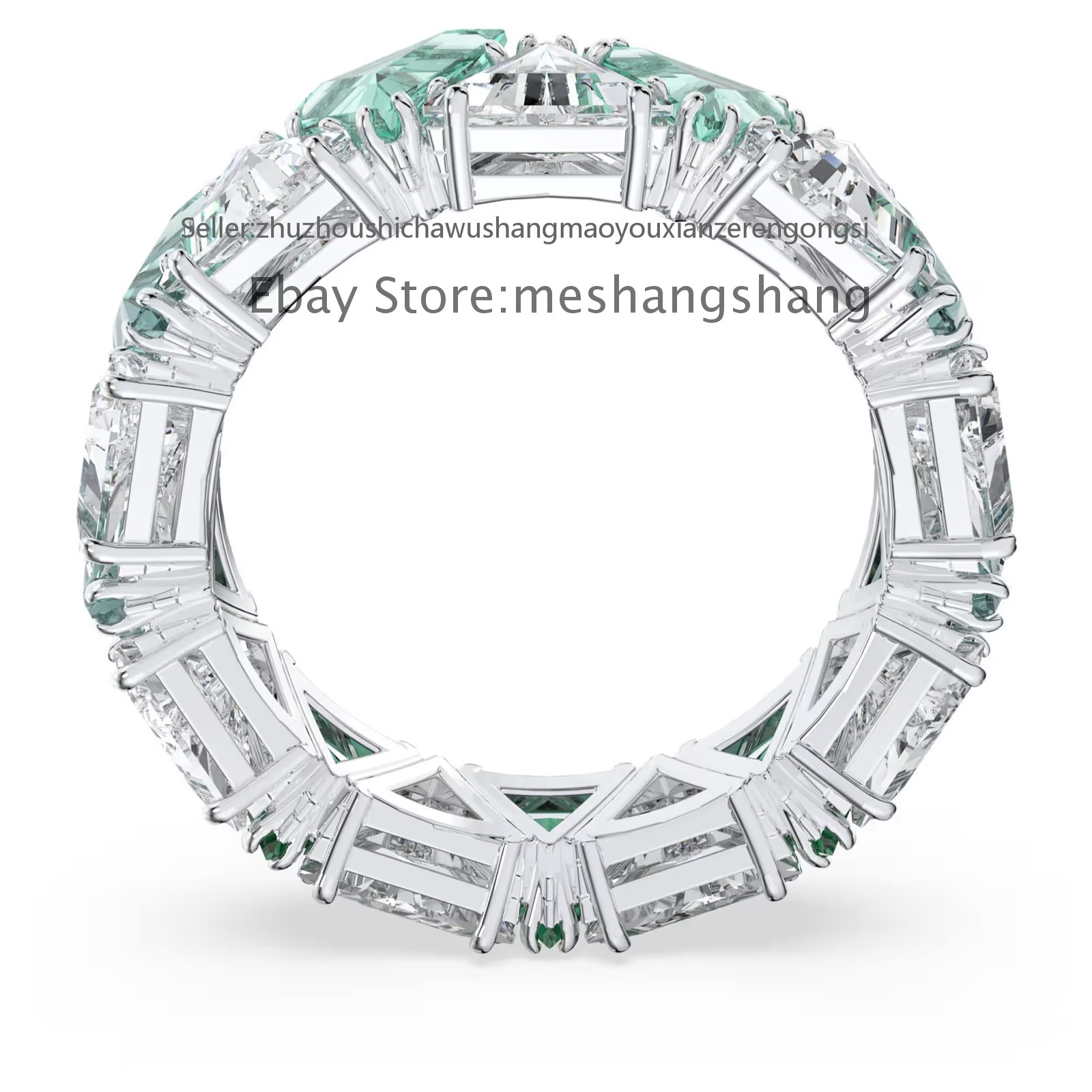 New Matrix cocktail ring Triangle cut, Green, Rhodium plated