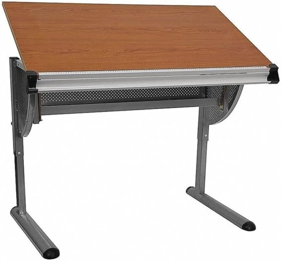 Berkley Adjustable Drafting Table with Stylish Pewter Frame