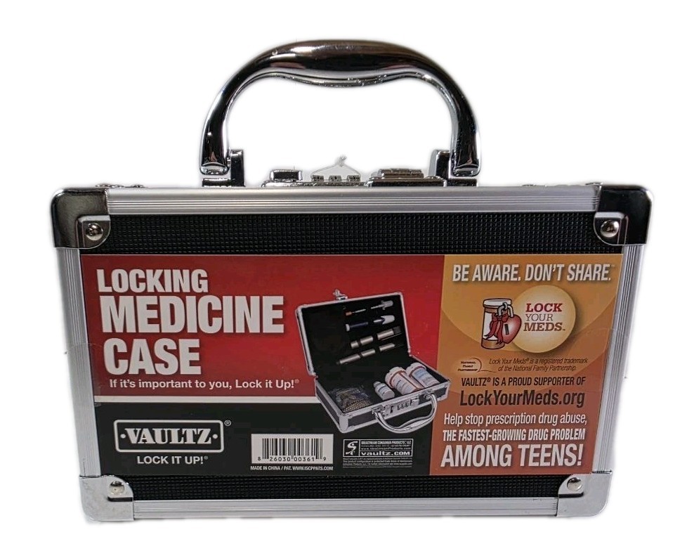 VAULTZ Black Locking Medicine/Storage Case 8"x5"x2.5"  NEW