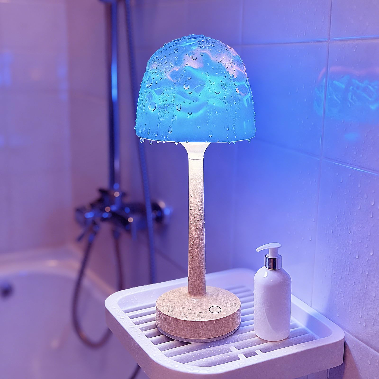 LAYSHINEEN Waterproof Shower Lamp, Cordless 5"D x 5"W x 12.5"H, Khaki