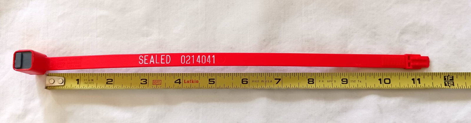 Cargo Security Seals (100pc). RED. Heavy Duty. Numbered. 11 1/2" length. NEW.