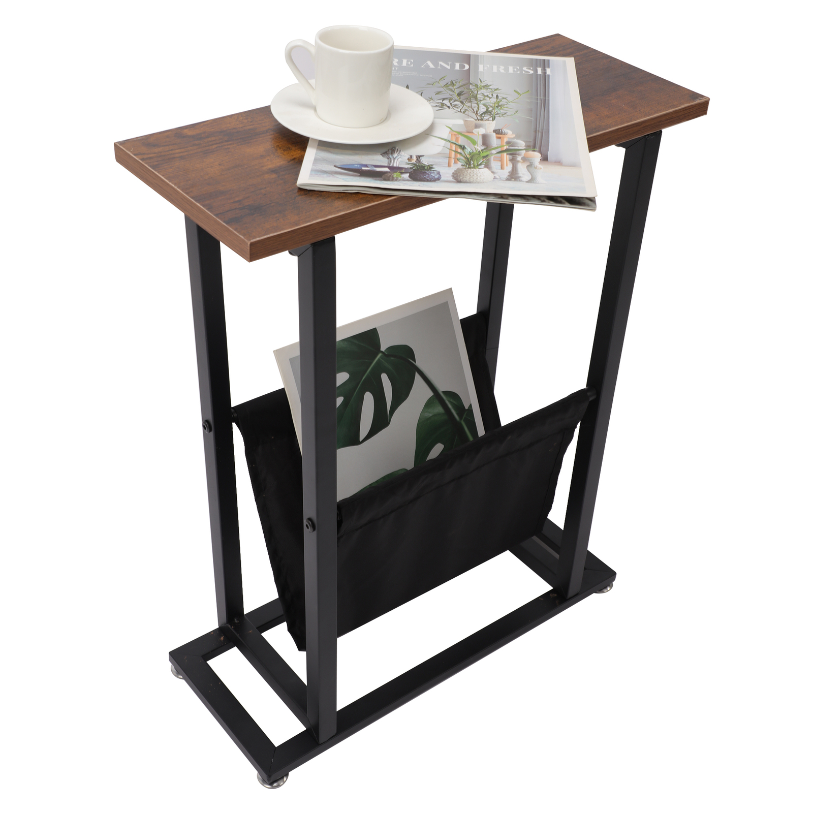 Narrow End Table Side Table with Magazine Holder Slim Bedside Tables New