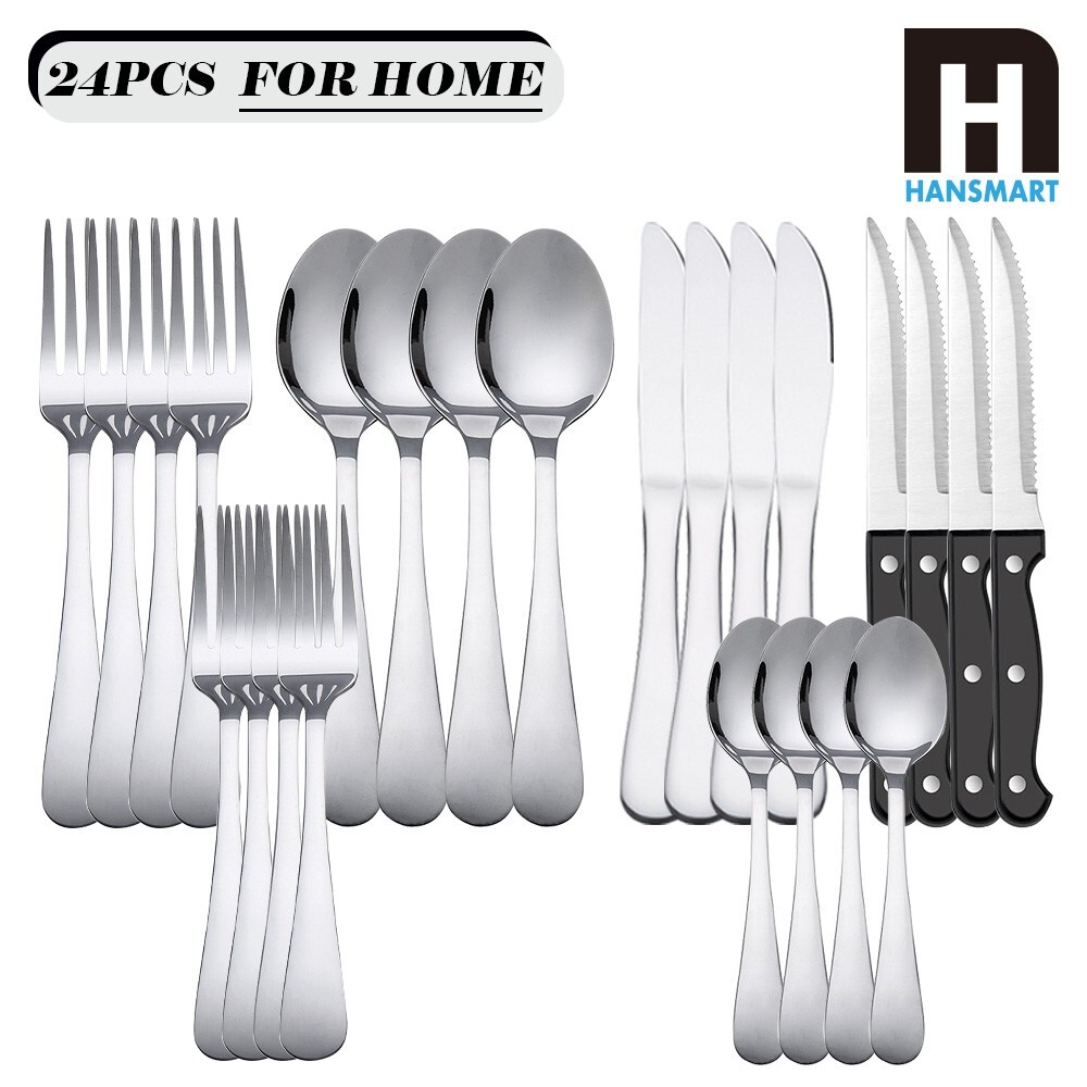 48-Pieces Stainless Steel Flatware Set with Steak Knives