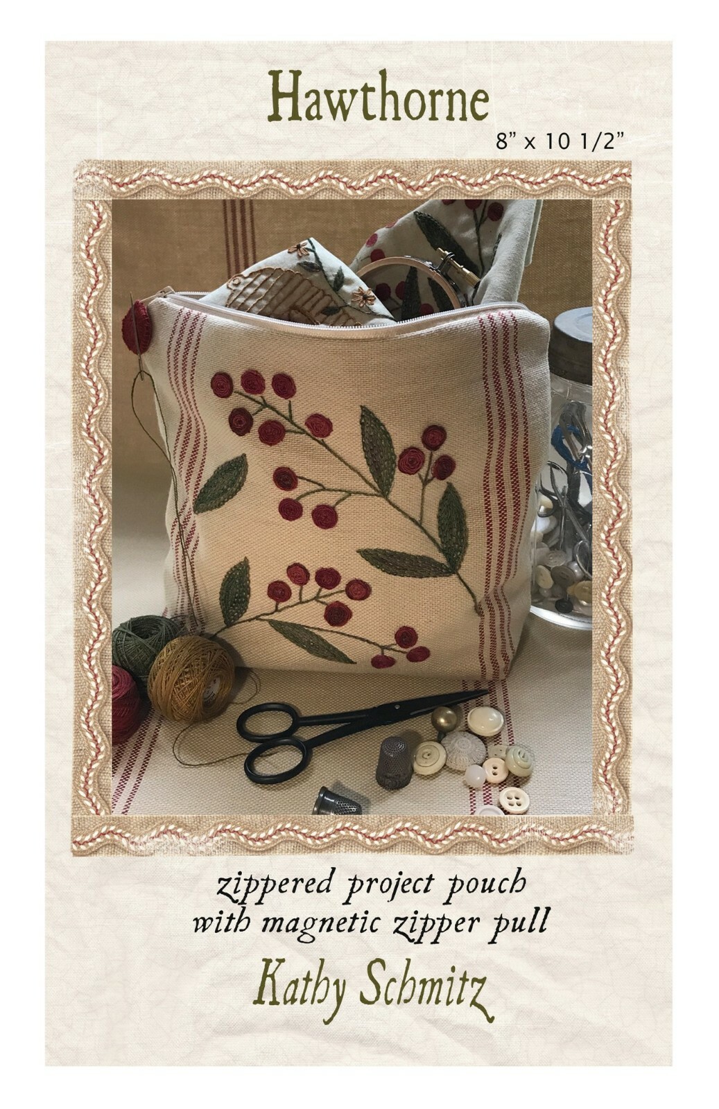 Hawthorne - Pattern by Kathy Schmitz - Zippered Project Pouch with Needle Magnet
