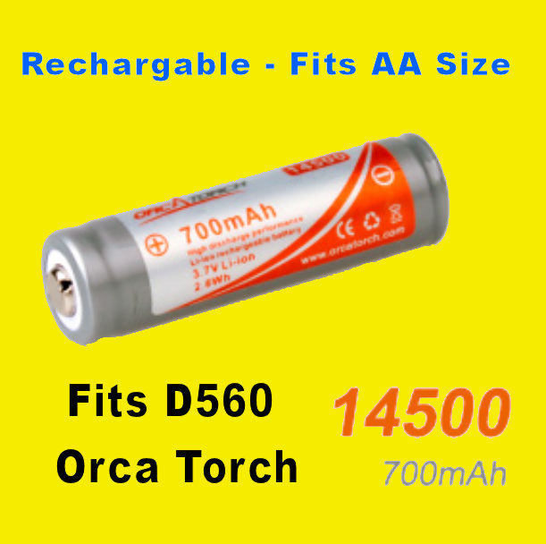 OrcaTorch 14500 Battery Rechargeable D560 AA Replacement recharge Orca Torch