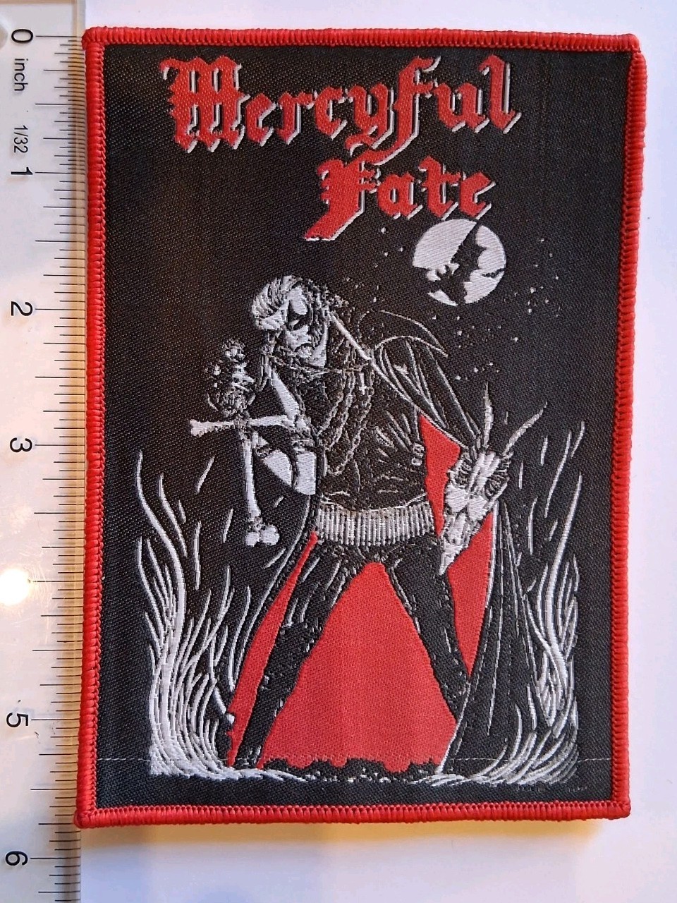 Mercyful Fate King Diamond Red Border Woven Patch