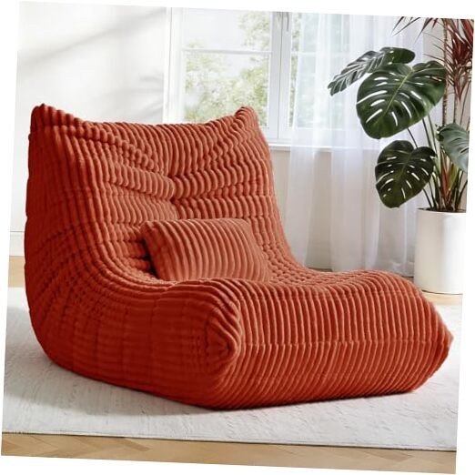 Bean Bag Chair with Lumbar Pillow, Gaint Bean Bag Chairs for Adults, Orange