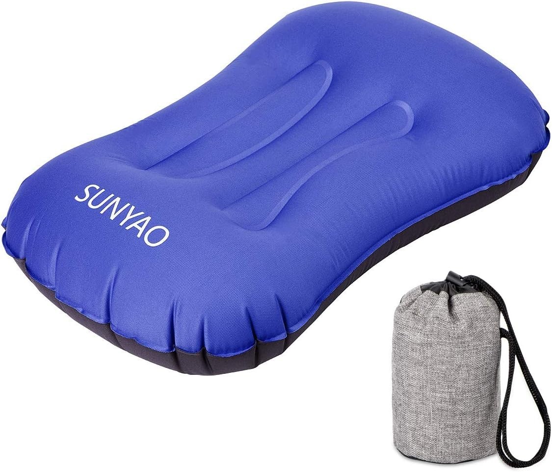 Ultralight Inflatable Camping Pillow - Compact, Water-Resistant, Ergonomic Ne...