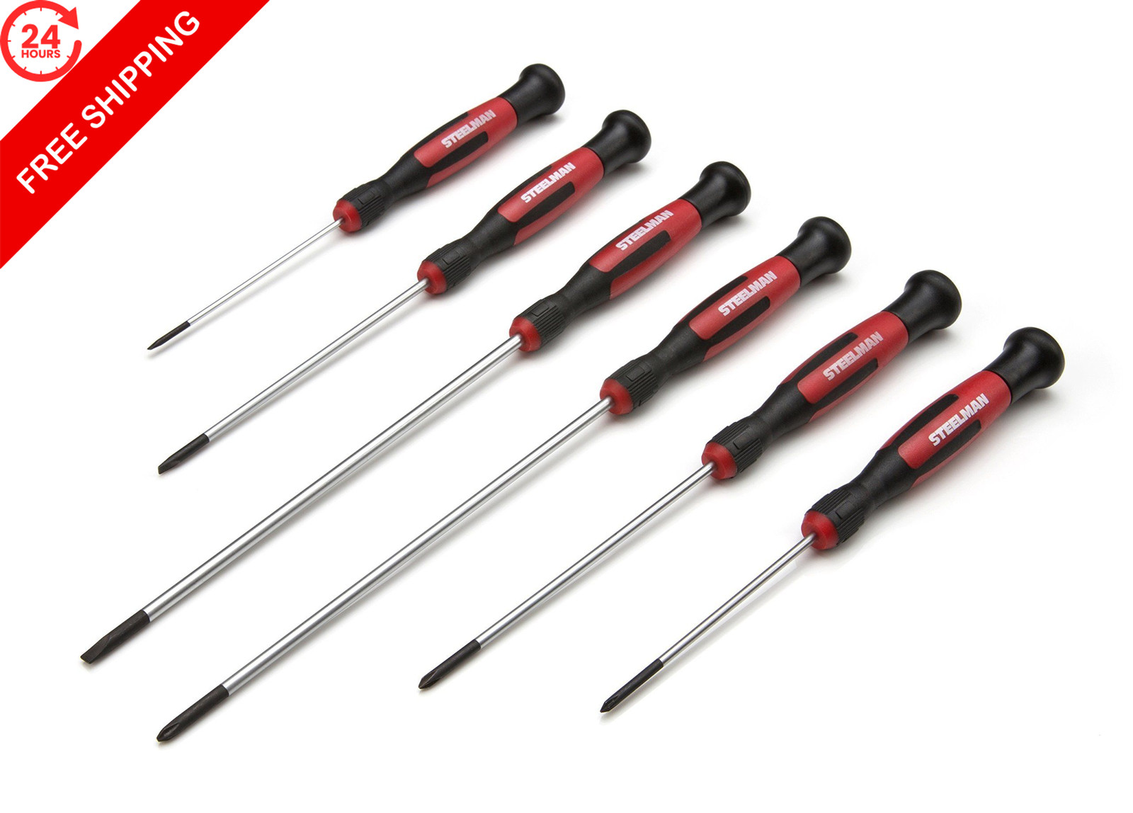 STEELMAN Precision Steel Shaft 6-Piece Long Electronics 6 Piece - Long, Black