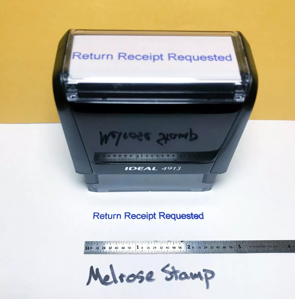 Return Receipt Requested Rubber Stamp Blue Ink Self Inking Ideal 4913
