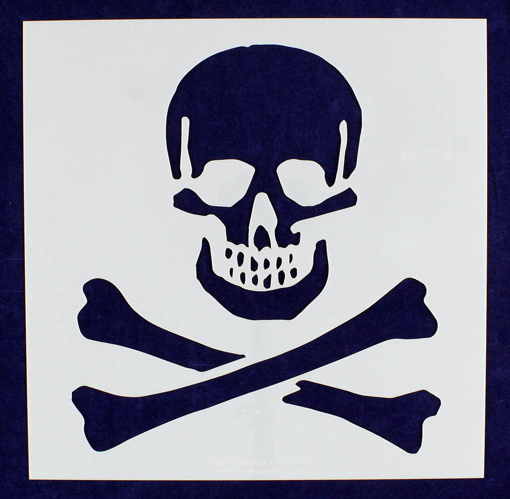 Large Skull & Bones Stencil- 16" x 16" Painting/Crafts/Template  -Mylar 14 Mil