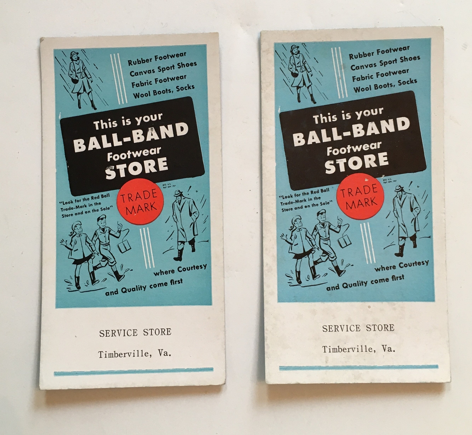 Vintage Advertising Cards - Ball-Band Footwear Store - Timberville VA (1000422)