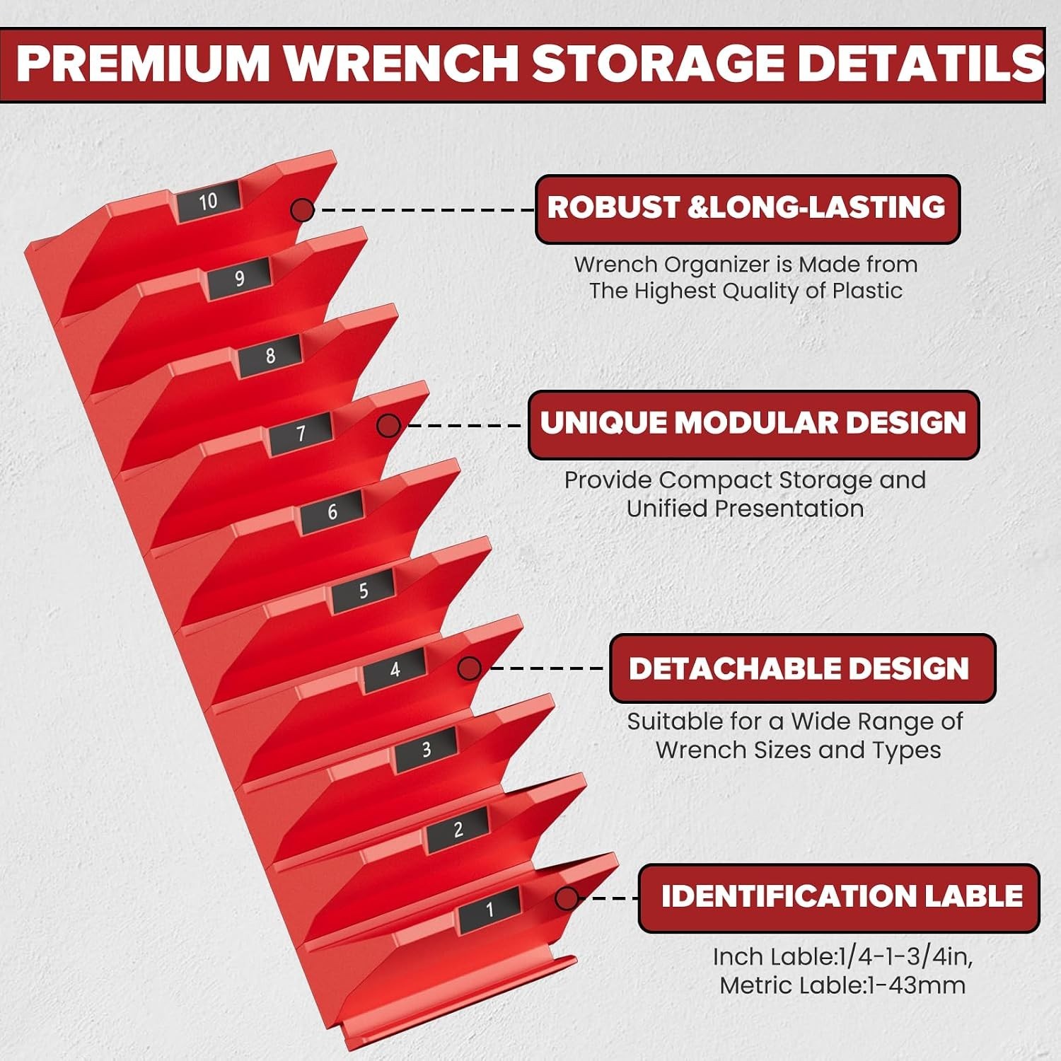 Efficient 80PCS Tool Drawer Wrench Organizer - Durable Plastic & Easy Setup