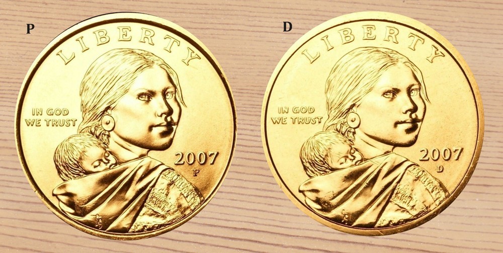 2007 P+D Sacagawea / Native American Golden Dollar BU 2-Coin Set