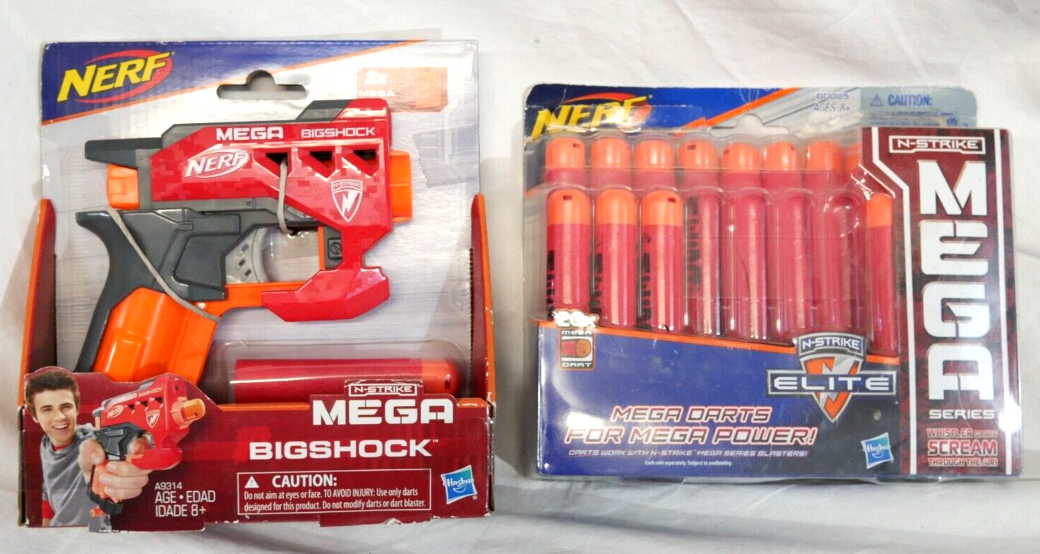 New NERF Mega Big Shock Pistol Dart Gun + 16 Mega Darts