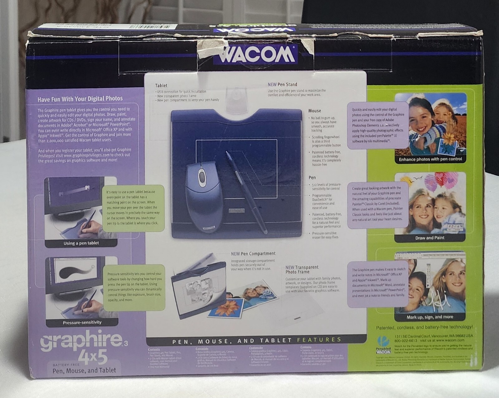 Wacom Graphire3 4x5 USB Tablet,Pen, Mouse & Software Bundle CTE430GR New Sealed