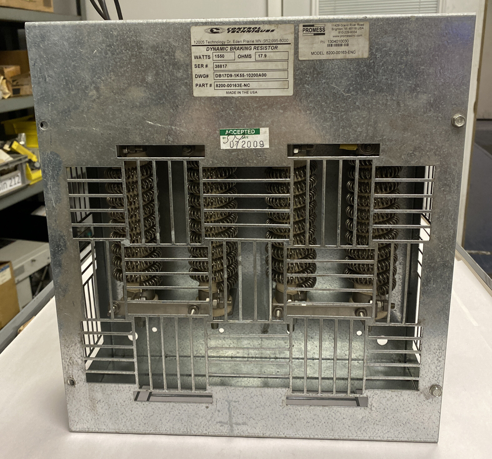 Control Techniques,DB17D9-1K55-10200A00,DYNAMIC BRAKING RESISTOR 1550 WATTS 17.9