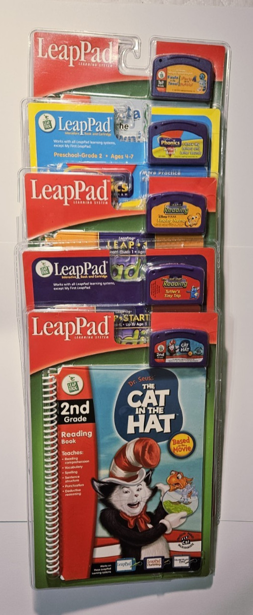 LeapFrog , LeapPad Learning System Lot of 5 Cartridges & Interactive Books NOS