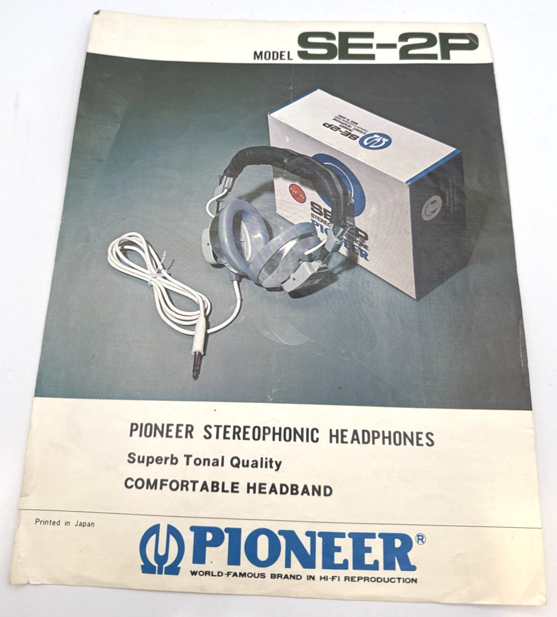 Vintage Pioneer SE-2P Stereophonic Stereo Headphones Dealer Spec Sheet Ad Japan