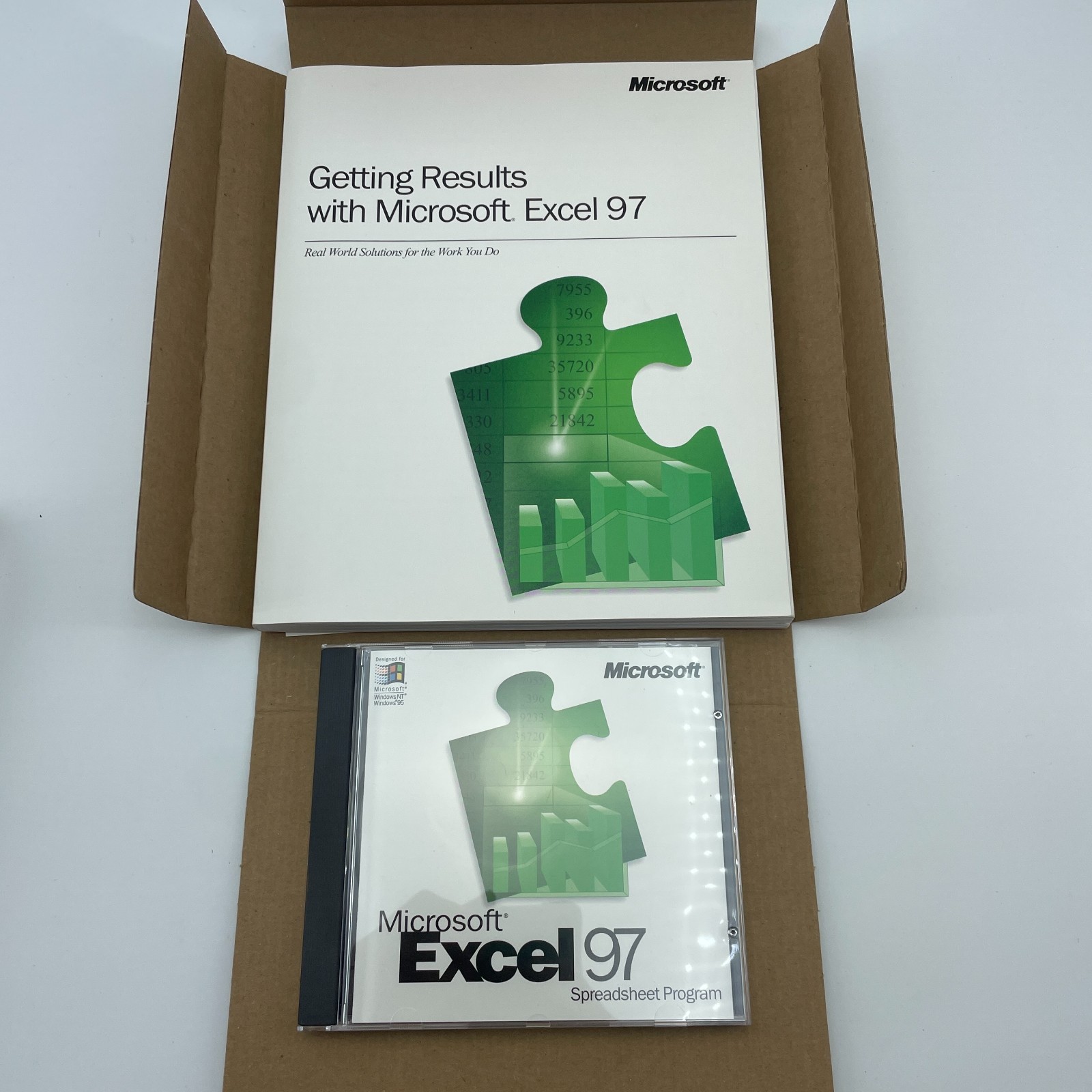 MICROSOFT Excel 97 Upgrade Windows 95 NT CD ROM Software Big Box Product Key