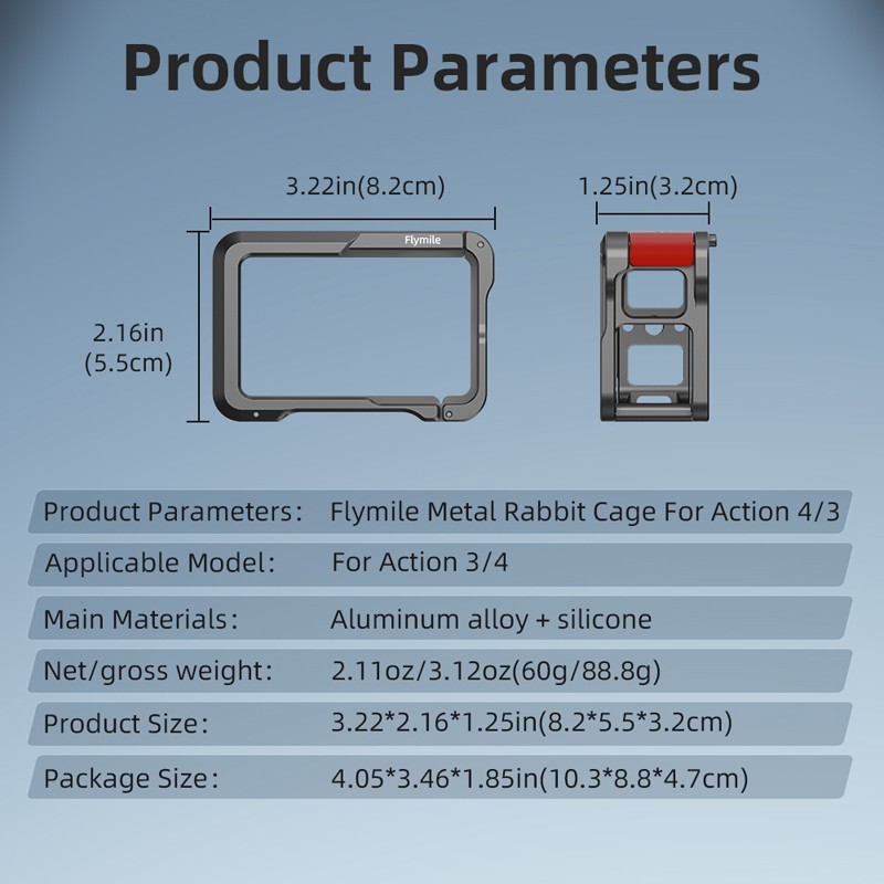 Multifunctional Expansion Protection Rabbit Cage Frame For DJI Action 3/4 Camera