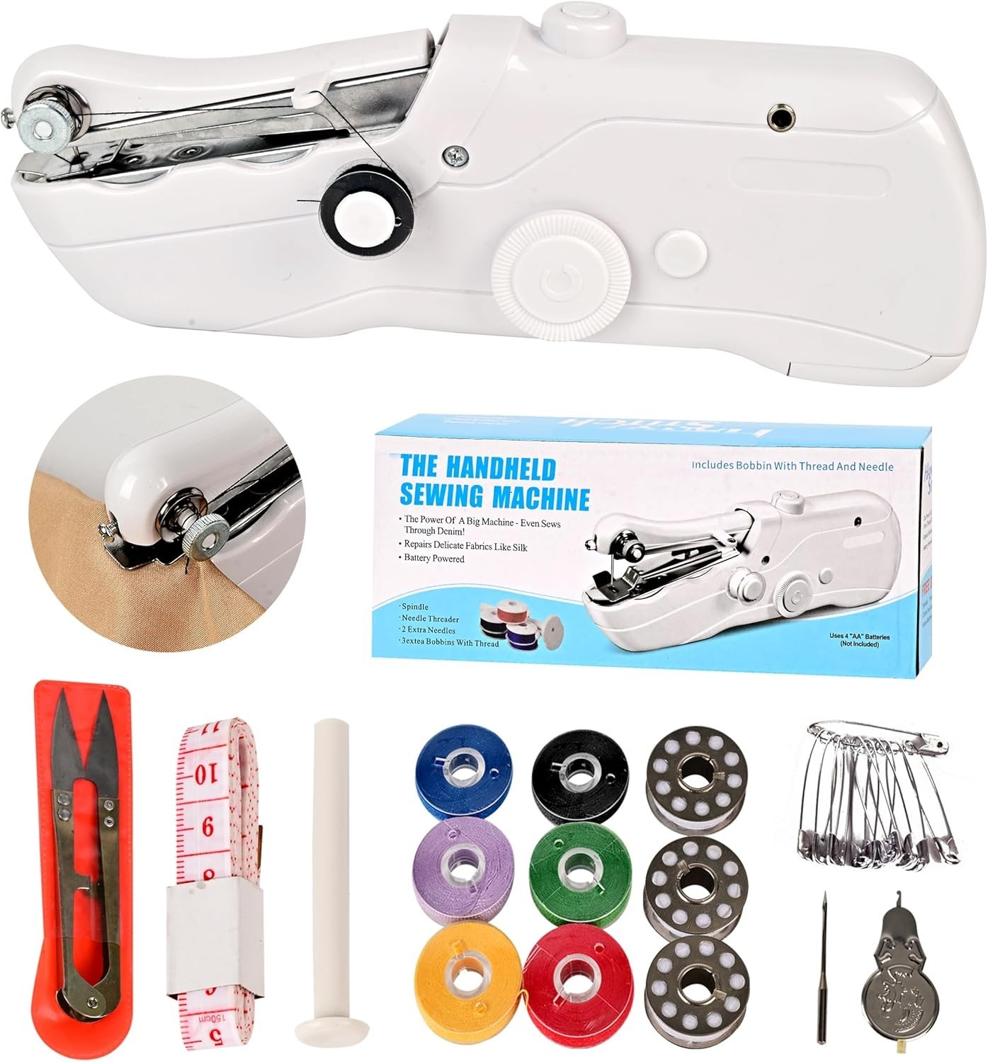 Versatile Handheld Sewing Machine - Battery and USB Powered, Ideal for Fabrics