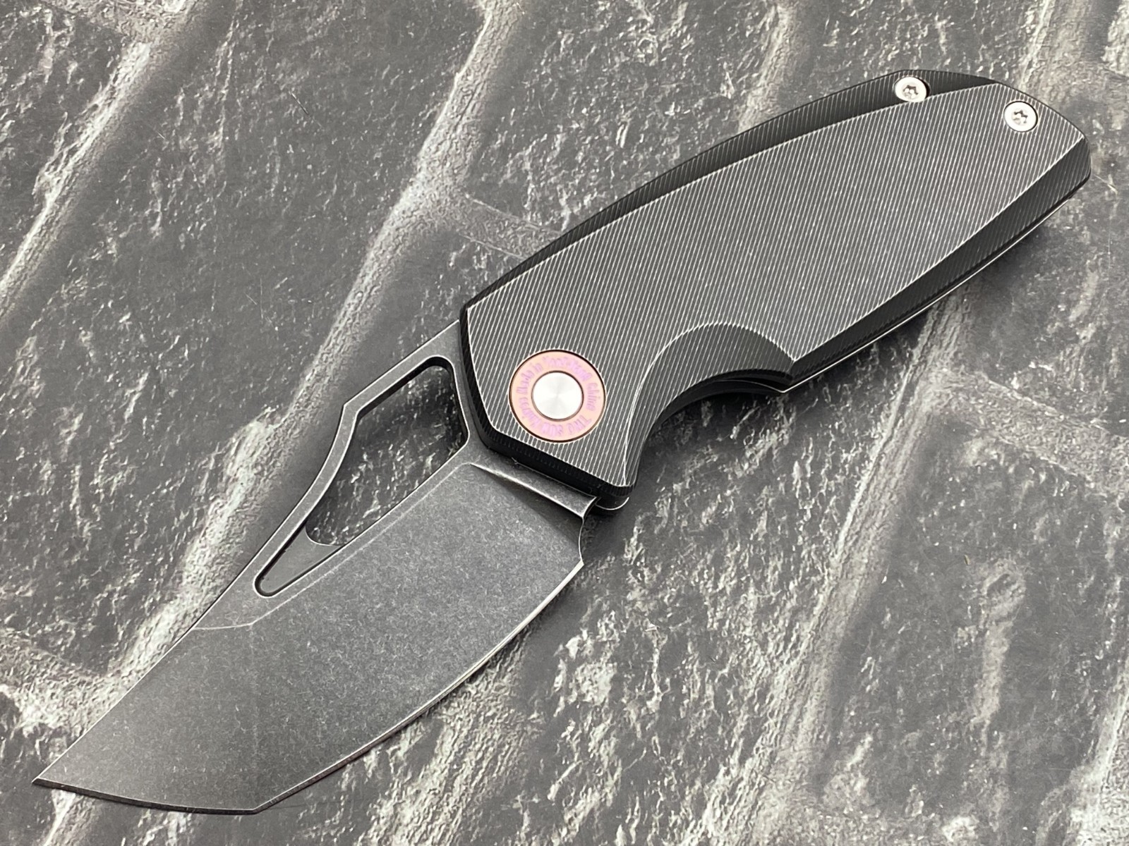 TwoSun TS498-14C-BL-SW Folding Knife 14C28N Blade Titanium Handle Pocket Knife