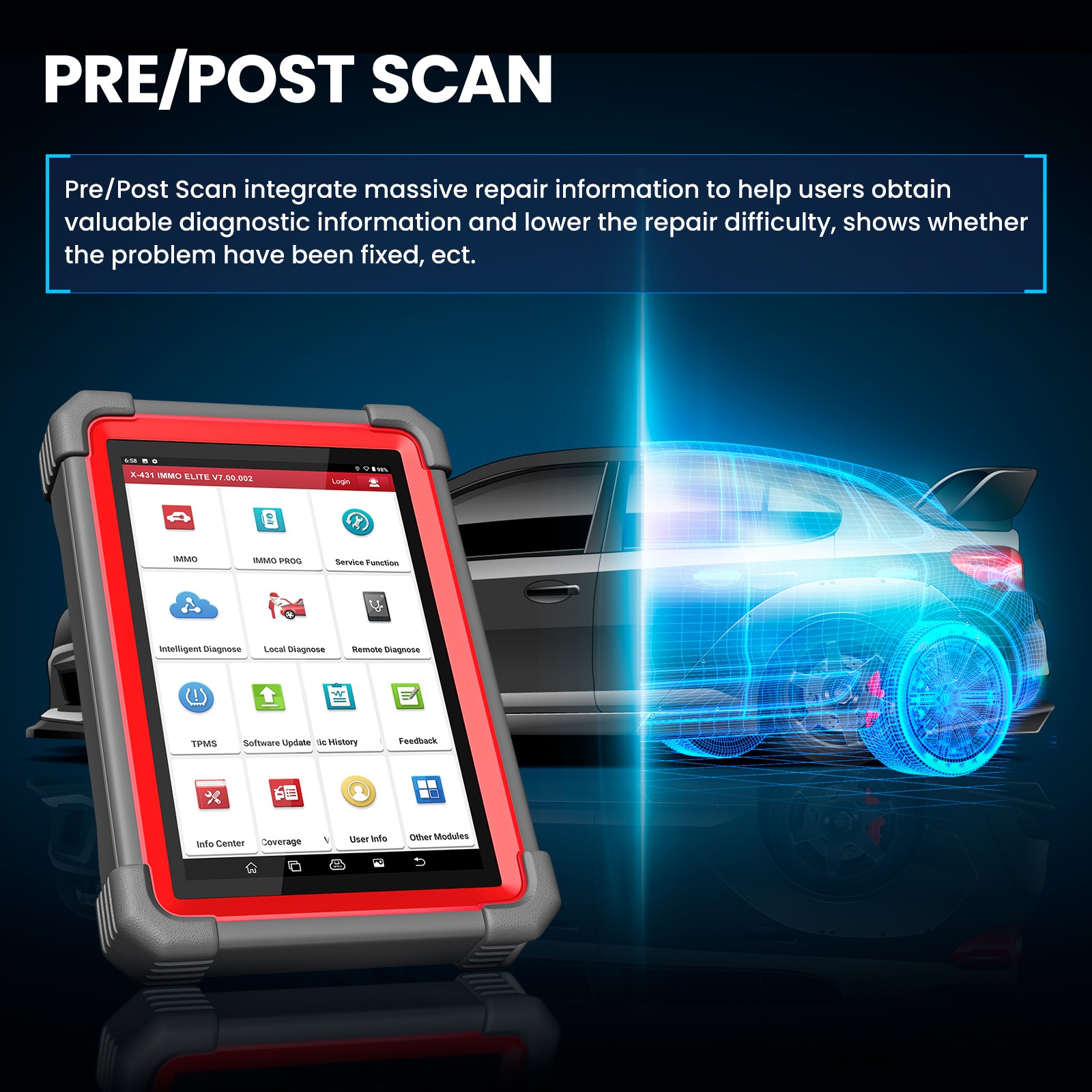 LAUNCH X431 IMMO ELITE PLUS Car Diagnostic Scanner Tool Key Programming Clone