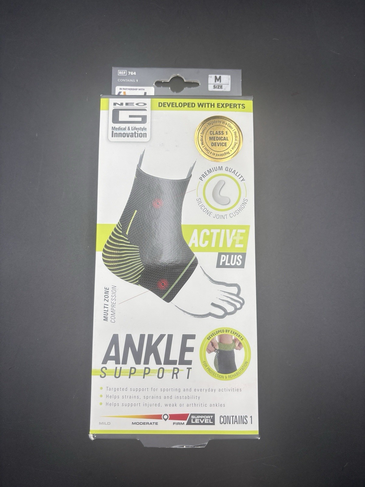 Neo G Active Plus Ankle Support Silicone Cushions Multi-Zone Compression Size M