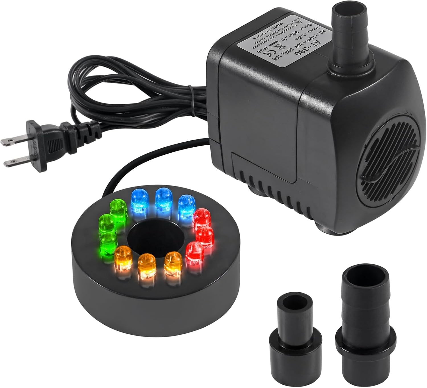 15W Submersible Water Pump with LED Lights 260GPH Aquarium Fish Tank Water Pump