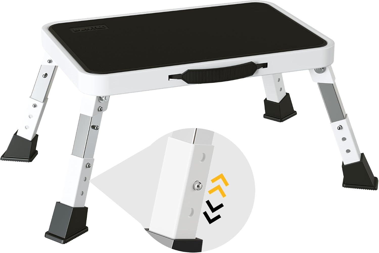 Folding Step Stool, 3-Level Adjustable Metal Step Stool, 330Lbs | Heavy Duty Fol