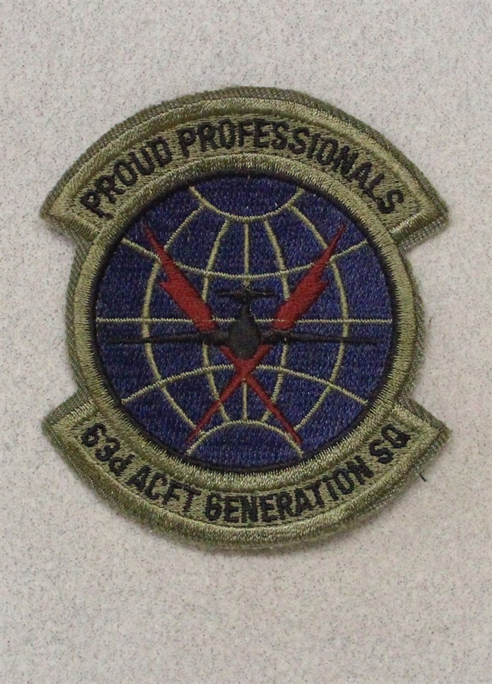 USAF Air Force Patch: 63rd Aircraft Generation Squadron - subdued 3746