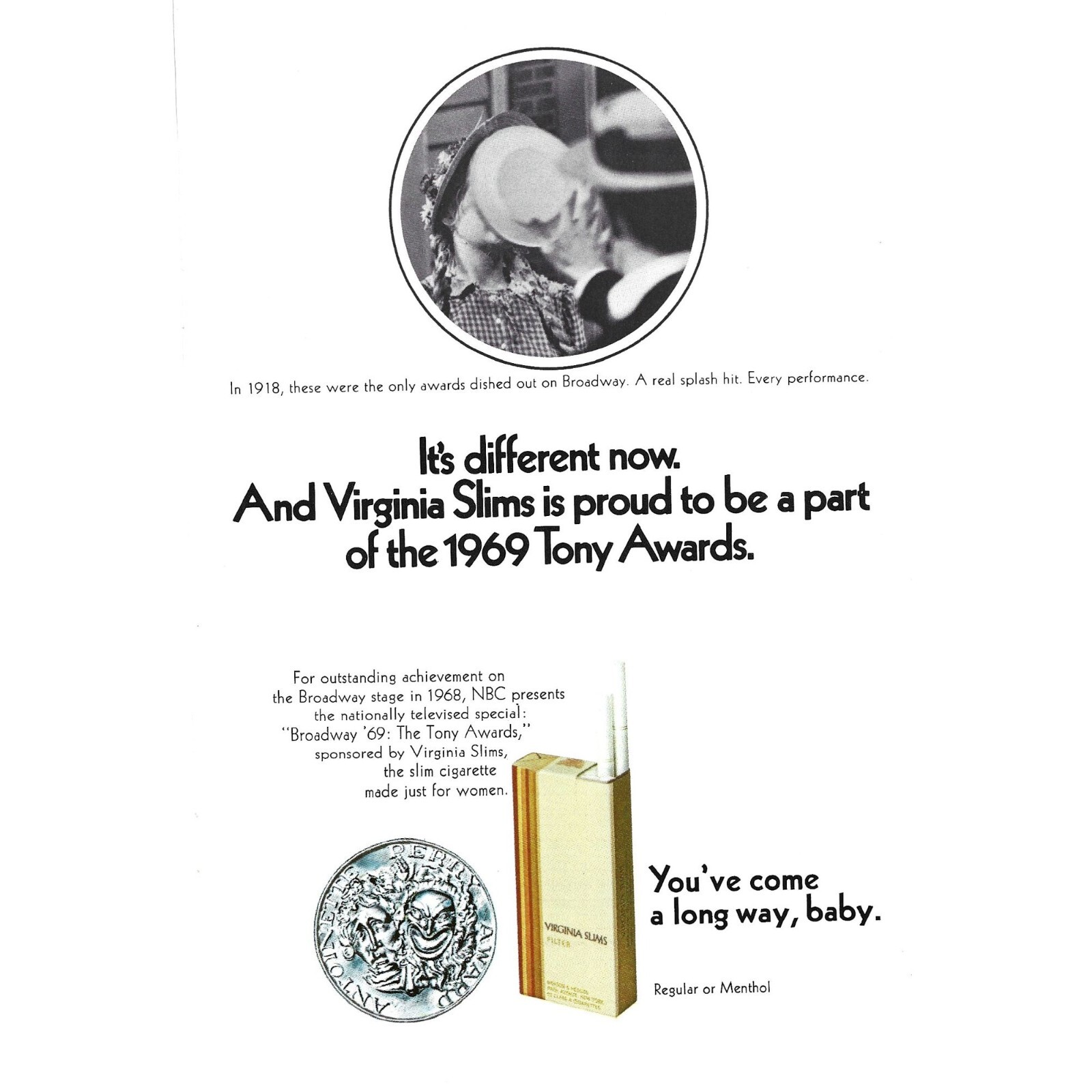 Virginia Slims Long Way Baby Cigarette Ad 1960s Vintage Print Ad 9 inc