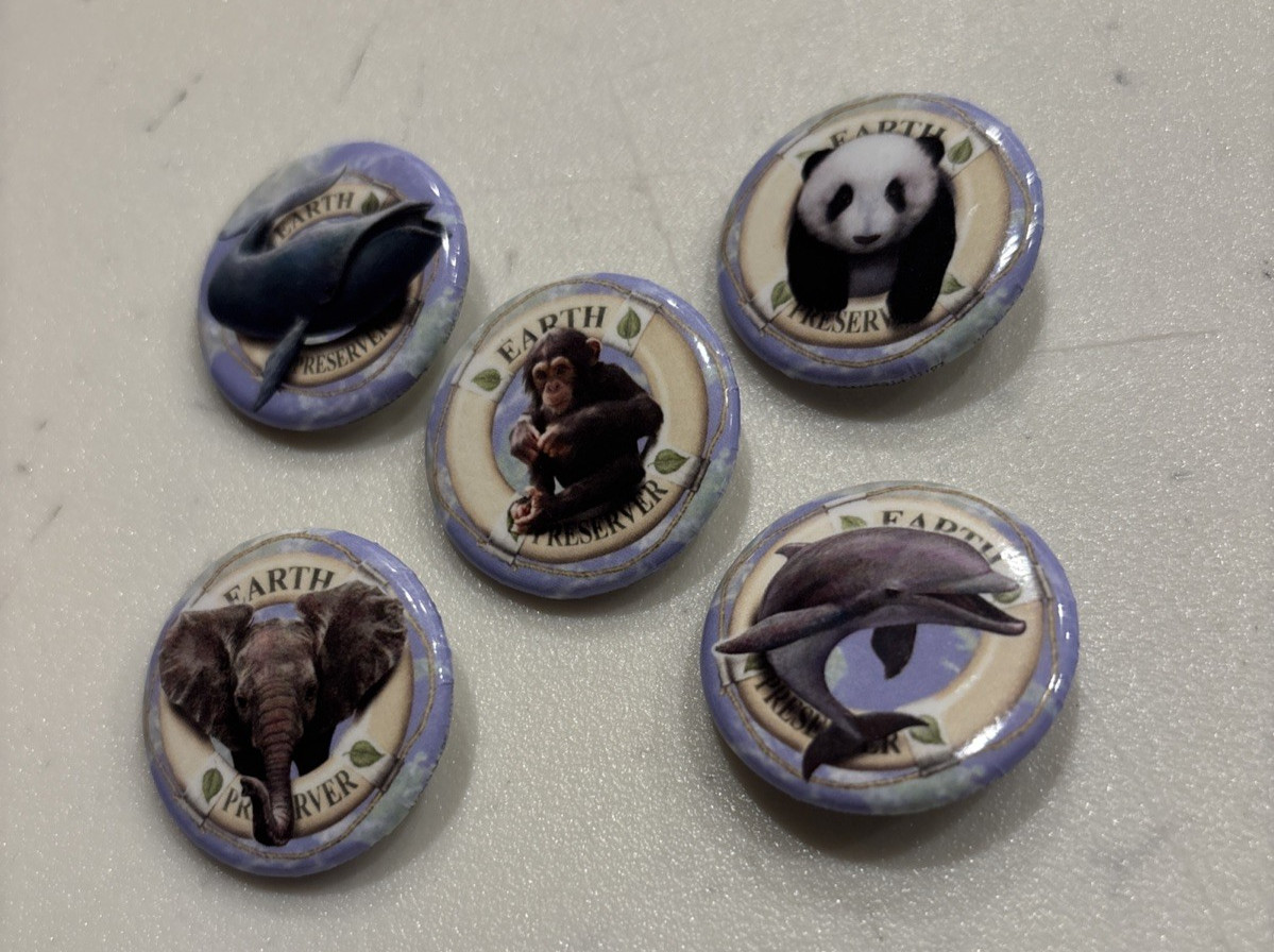 EARTH DAY 4/22/26- EARTH PRESERVER PINS- Protect Animal Habitats 5 Pin Lot NEW