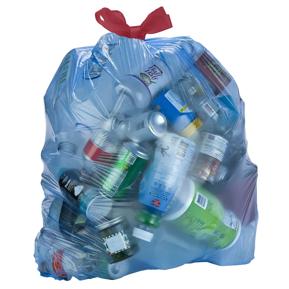 Amazon Basics Blue Recycling Drawstring Trash 60 Count (Pack of 1),
