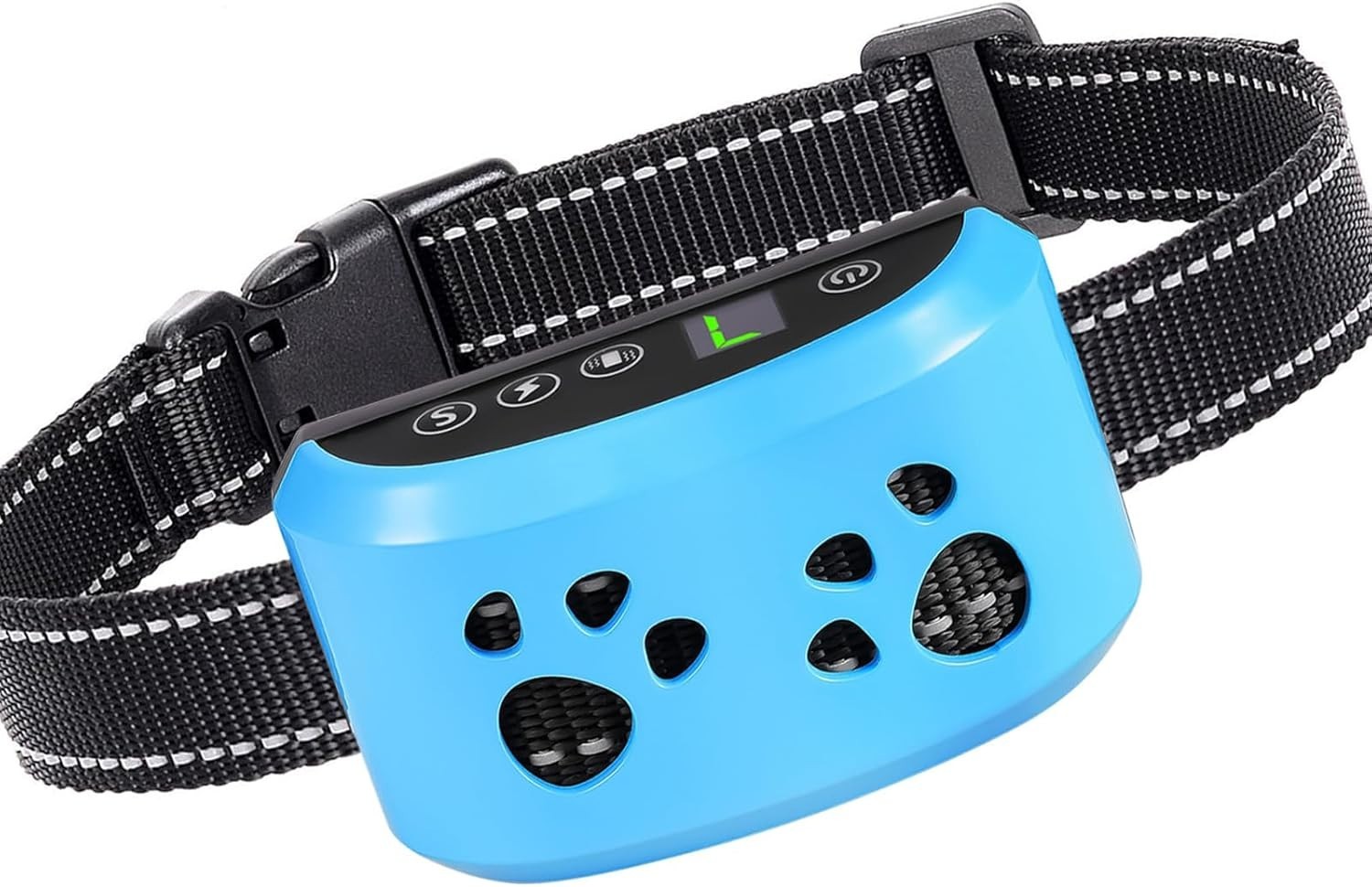 Smart Dog Bark Collar Waterproof, USB Rechargeable, 4 Training Modes Light Blue