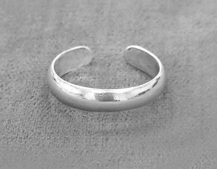 Solid Metal 925 Silver Women's Simple Adjustable Band Toe Ring White Gold Plated