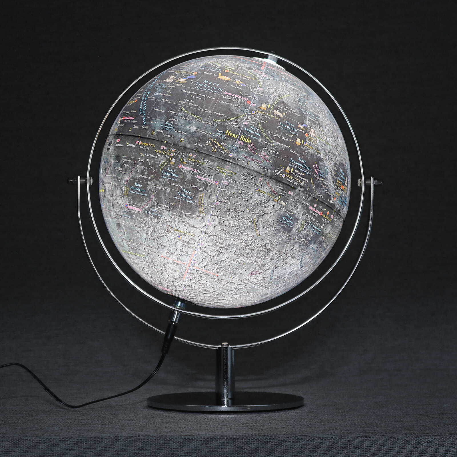 Mapsoft Classic Illuminated Moon Globe, 24cm/9.5", MCI-24, Lunar, Lamp, Light