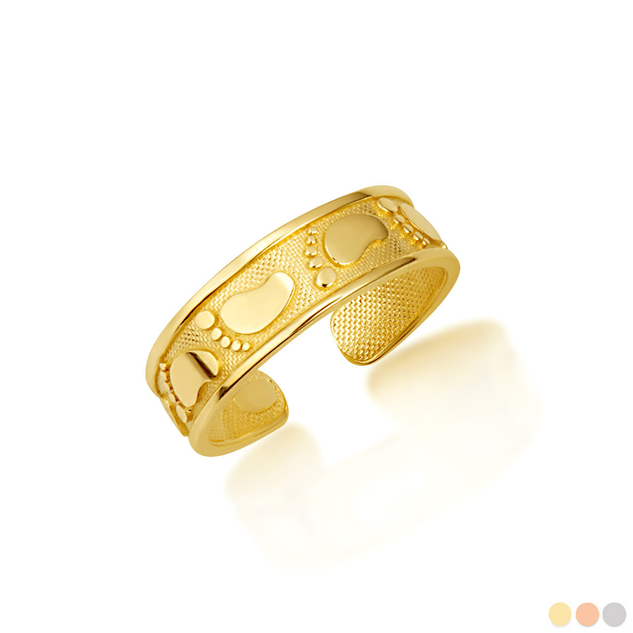 Gold Woman's Pathway Footprint Toe Ring (Available in Yellow/Rose/White Gold)