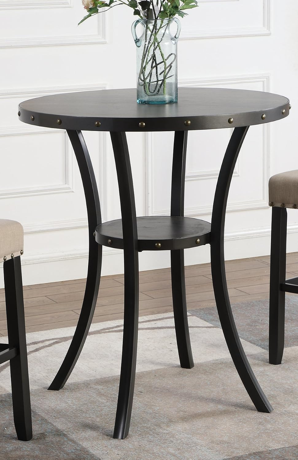 Biony 36" round Bar Table Nail Head Trim