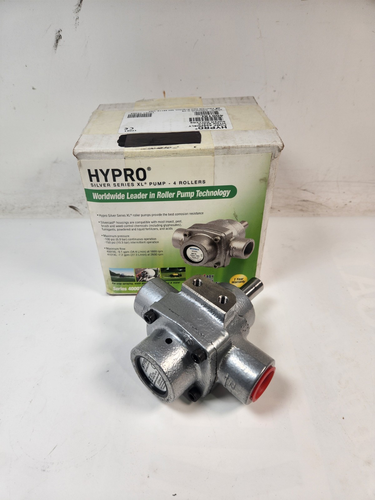 Hypro 4001XL Silvercast 4 roller pump 3/4" FPT PORTS. Fertilizer sprayer.