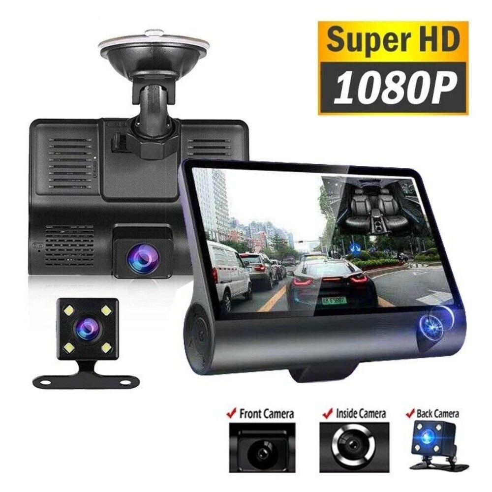 4" In HD 1080P Car Camera Recorder Dual Front and Rear Dash Cam Night Vision